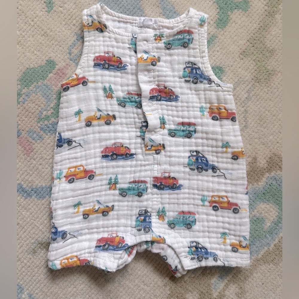Angel Dear Colorful Car Print Baby Romper